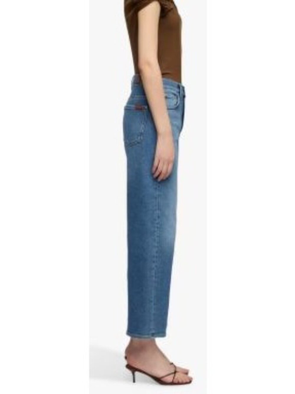 7 For All Man Kind Size 27 Stovepipe Straight Ankle Oceanstone NWT $228 Wide Leg - Picture 14 of 16